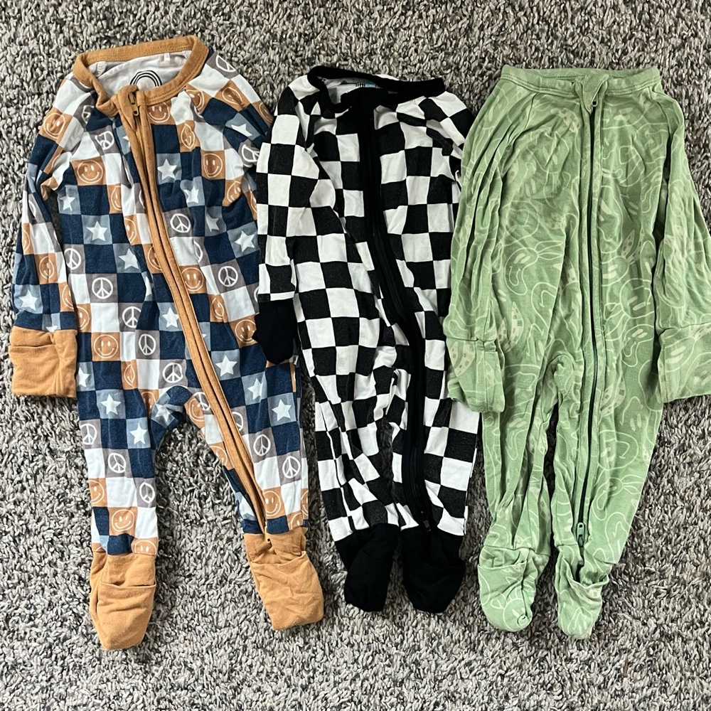 Worn NB onesies. Left-right Emerson & Friends Little One Shop Brixton Phoenix